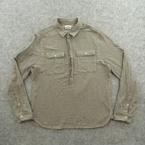 All Saints Shirt Mens Extra Large Brown Button Long Sleeve Pockets Streetwear